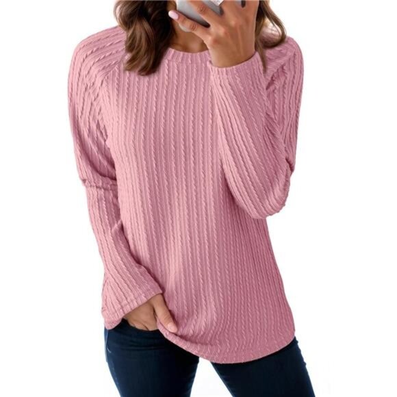 Lightweight Knit Long Sleeve Top – Crewneck Basic Tee for Women - Picture 1 of 7